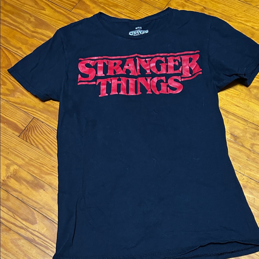 Netflix Stranger Things Navy T-Shirt with Red Logo